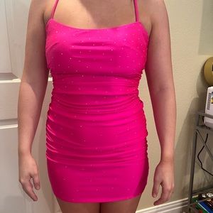 pink mini homecoming dress